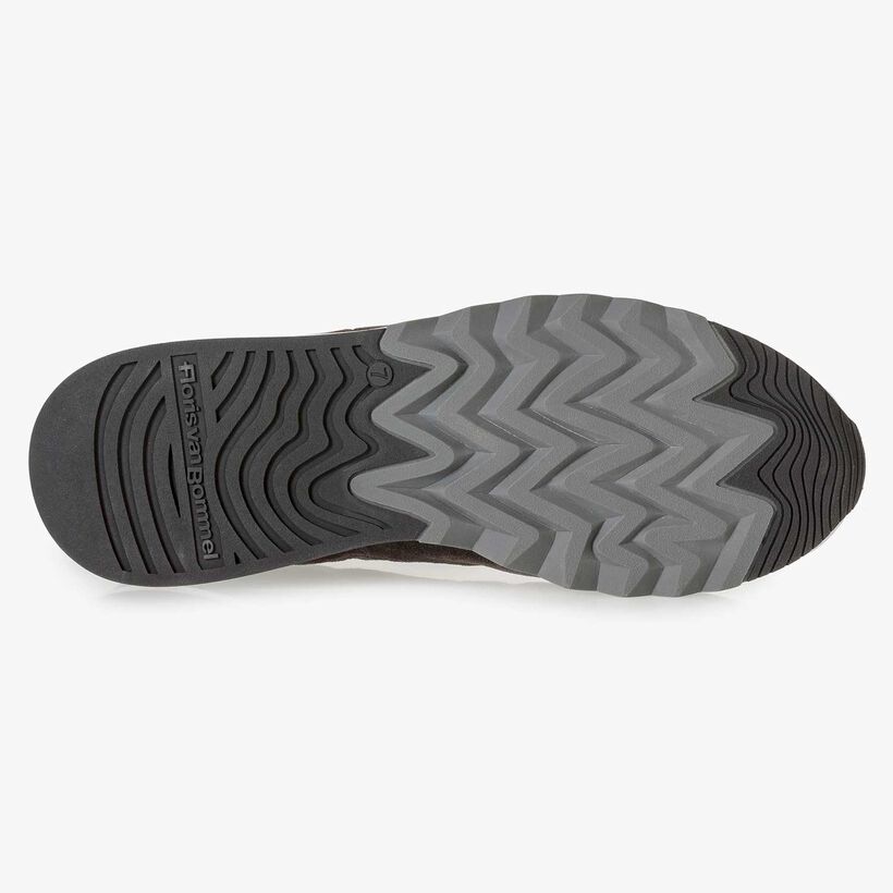 Anthracite and brown suede leather sneaker
