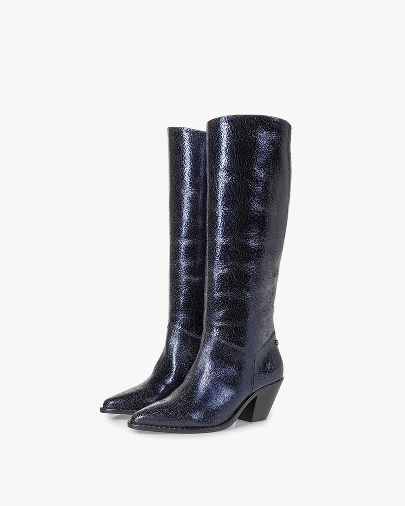 Dunkelblaue Stiefel Metallic-Print