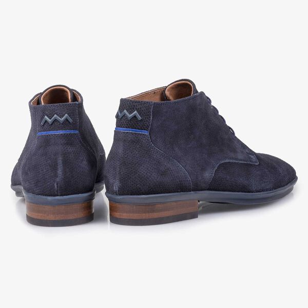 Blauer Wildleder-Schn&uuml;rschuh