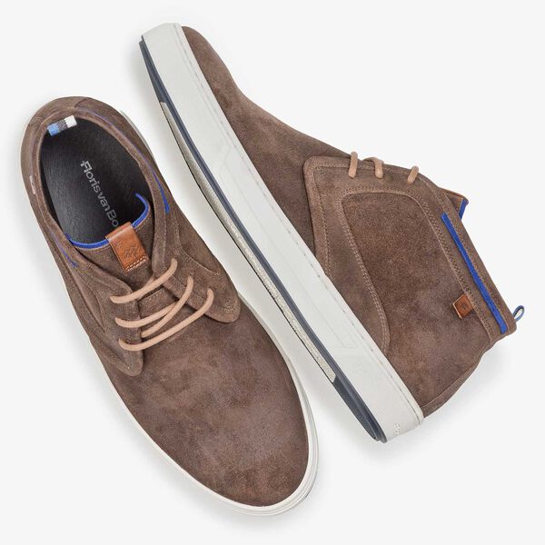 Taupefarbener Wildleder-Schn&uuml;rstiefel