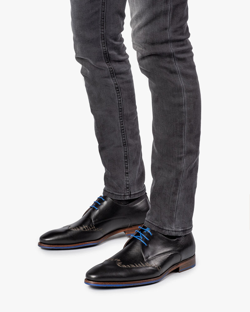 Schn&uuml;rschuh schwarze Leder