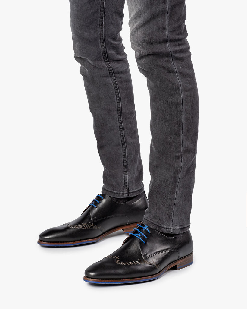 Schn&uuml;rschuh schwarze Leder