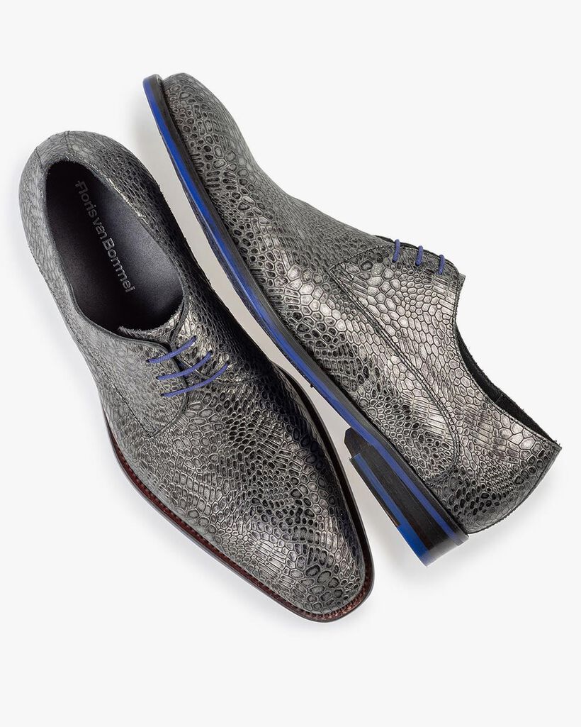 Schn&uuml;rschuh metallic grau