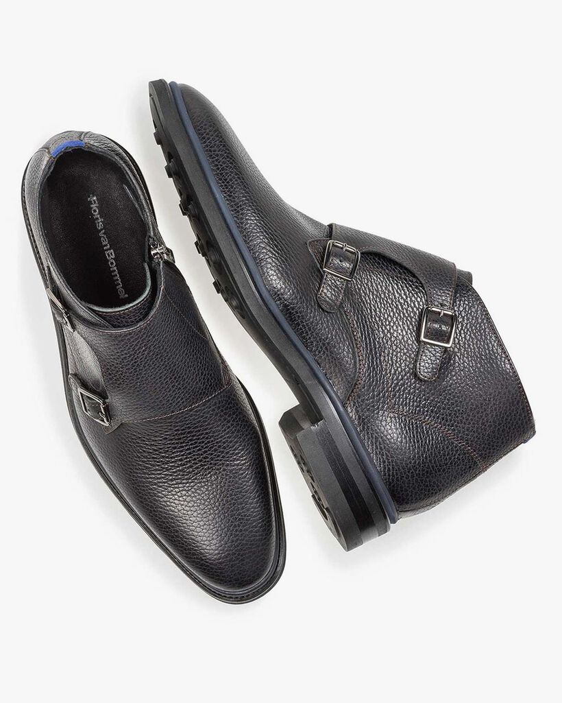 Schwarzer Monk-Schnallenschuh aus Kalbsleder mit Print