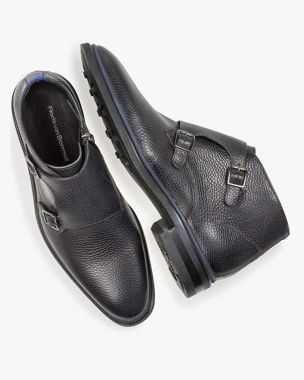 Schwarzer Monk-Schnallenschuh aus Kalbsleder mit Print
