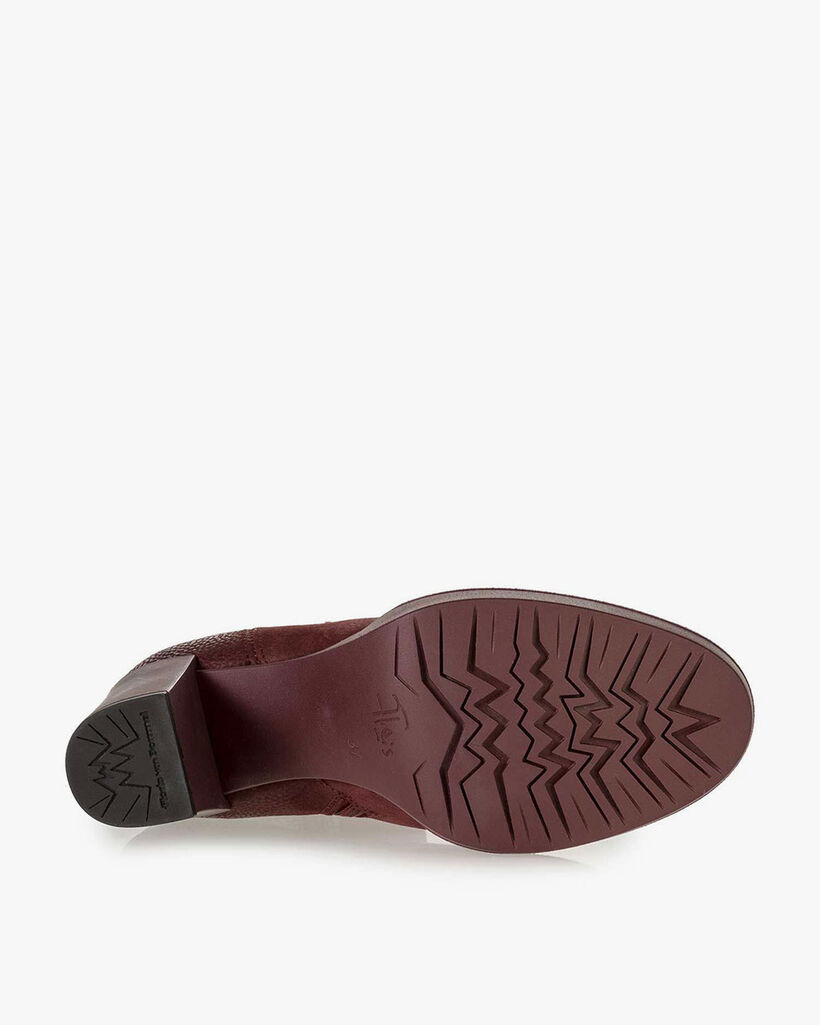 Weinrote Nubukleder-Stiefelette