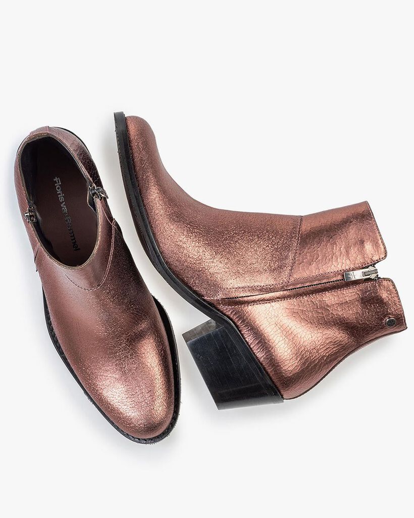 Stiefelette Craquel&eacute; Leder rosa
