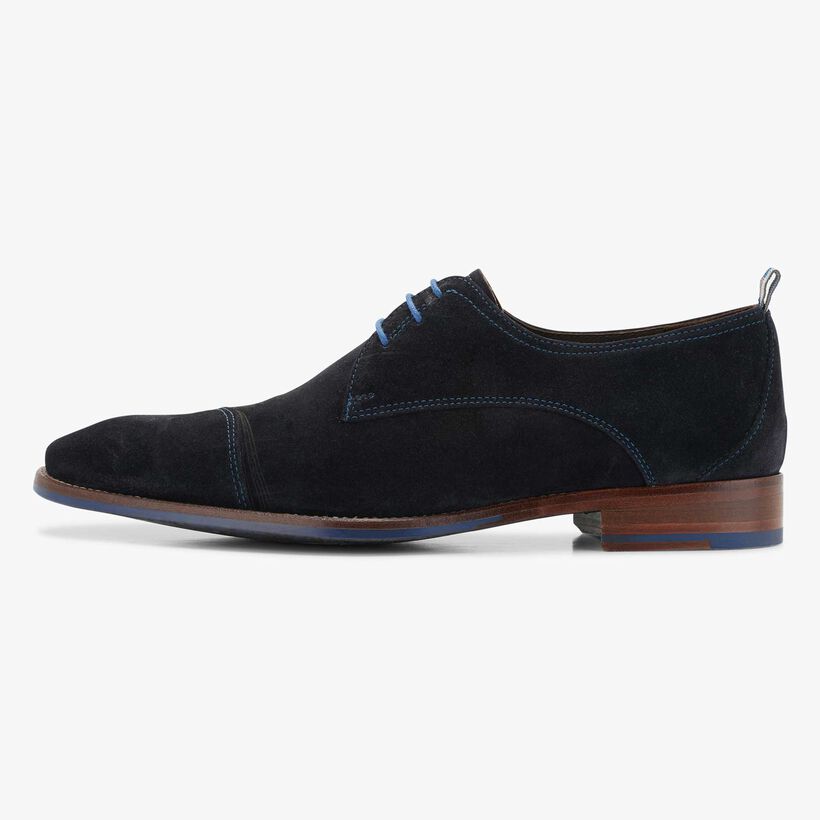 Blauer Wildleder Schn&uuml;rschuh