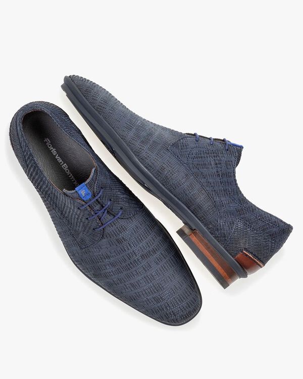 Schn&uuml;rschuh mit Print dunkelblau