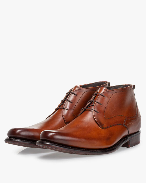 Schn&uuml;rstiefel Kalbsleder cognacfarben