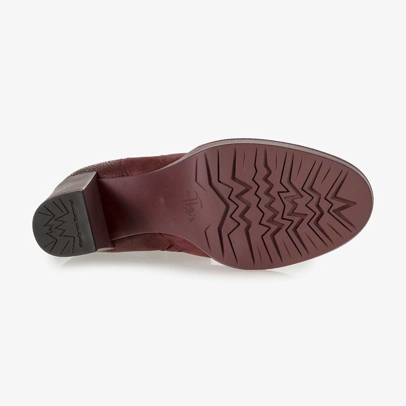 Weinrote Nubukleder-Stiefelette