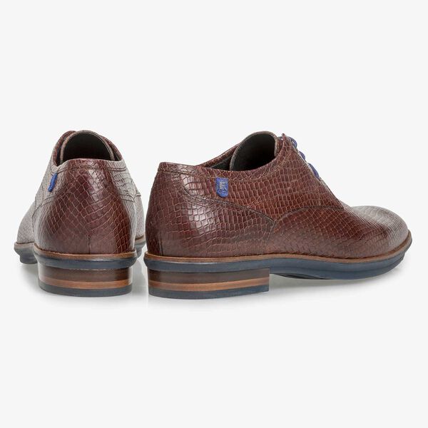 Leder-Schn&uuml;rschuh mit cognacfarbenem Schlangenprint