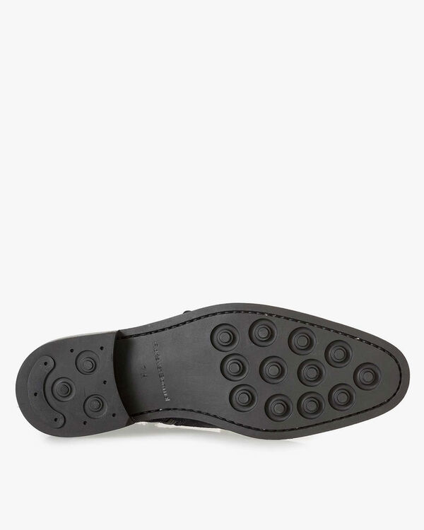 Dark blue calf leather monk strap