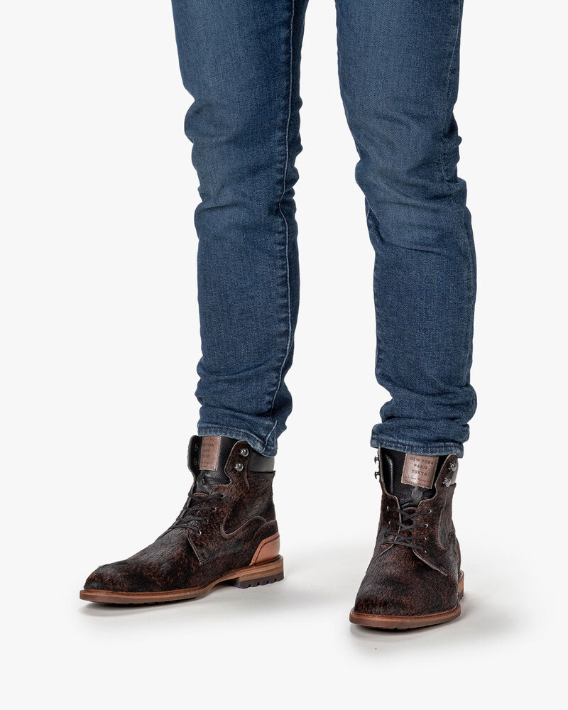 Schn&uuml;rstiefel Pony braun