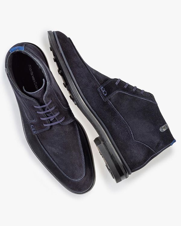 Schn&uuml;rstiefel blau Wildleder