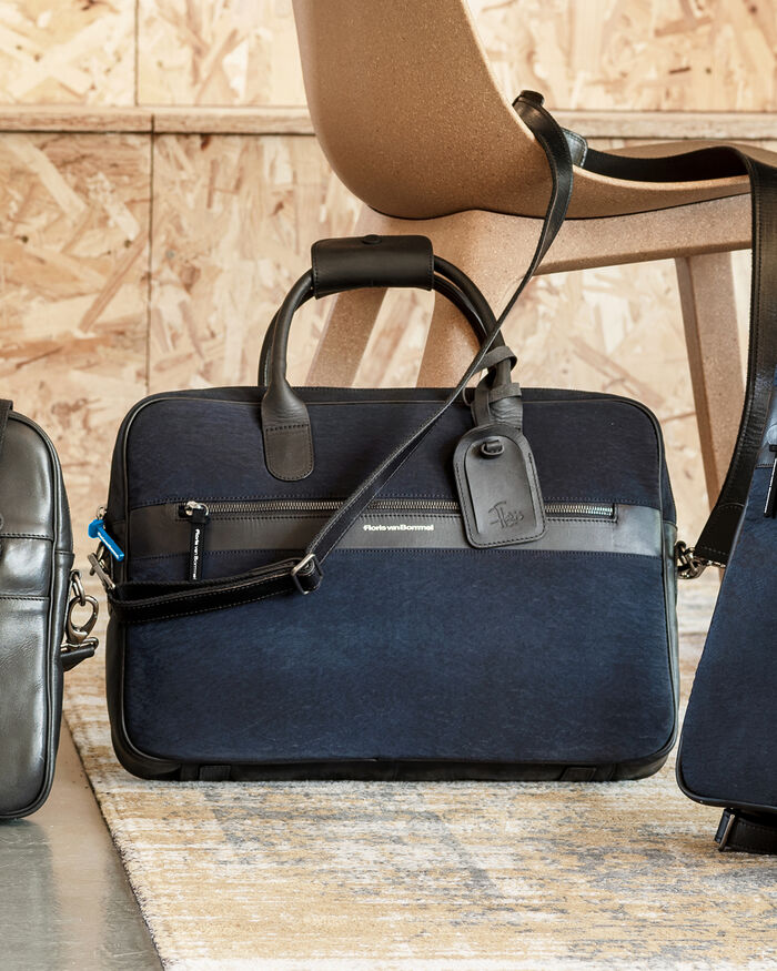 B&uuml;rotasche schmal Textil blau