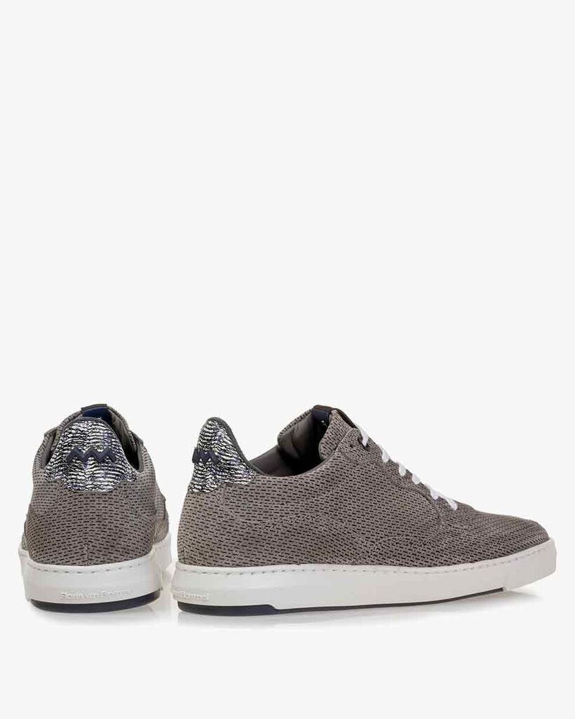 Sneaker mit Print Wildleder grau