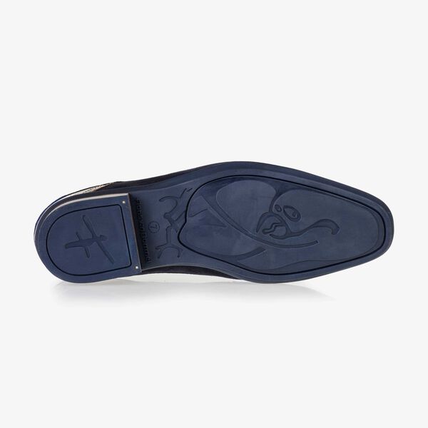 Dunkelblauer halbhoher Wildleder Schn&uuml;rstiefel
