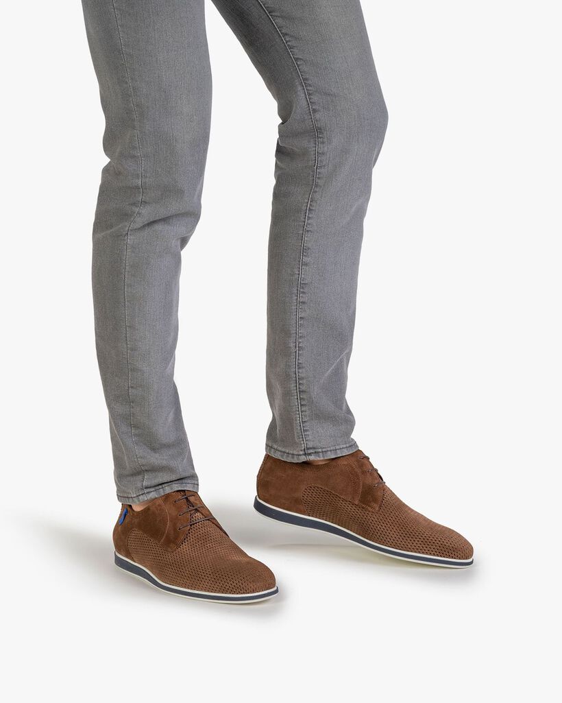 Schn&uuml;rschuh cognac Wildleder