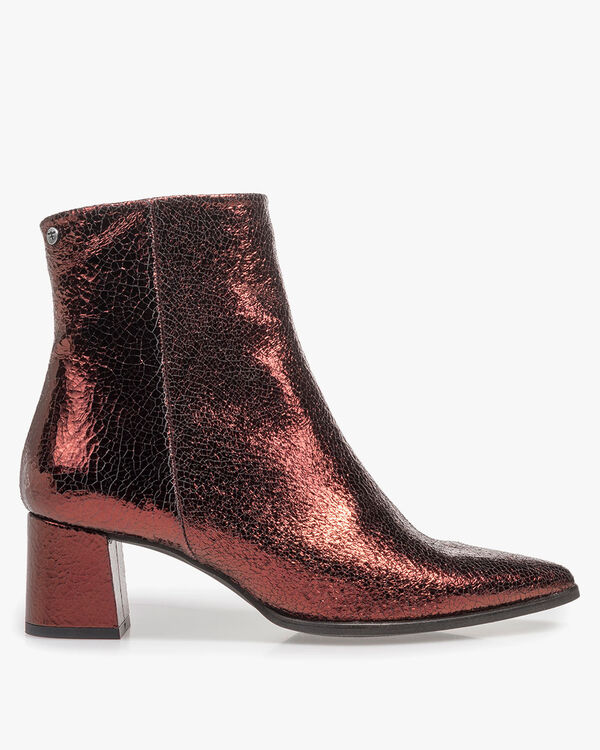 Bordeauxrote Leder-Stiefelette