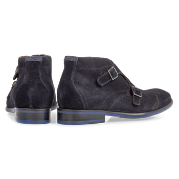 Schnallenschuh blau Wildleder