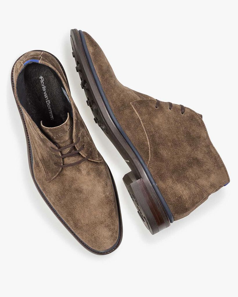 Schn&uuml;rstiefel Wildleder taupe