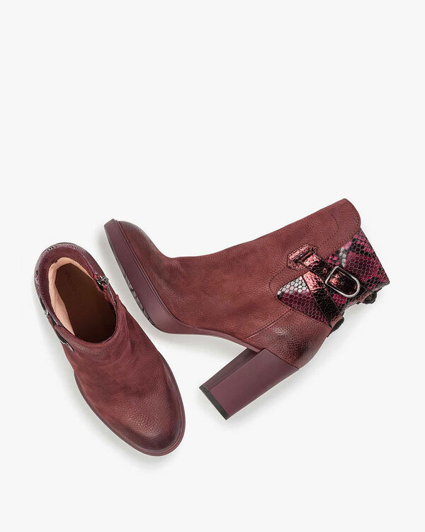 Weinrote Nubukleder-Stiefelette