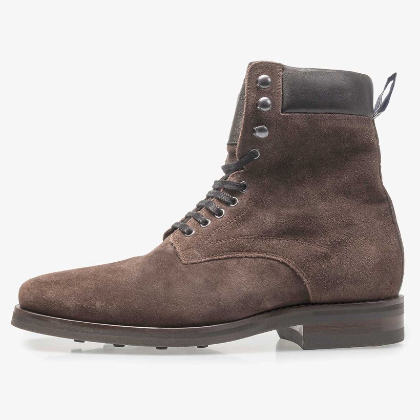 Dunkelbrauner Wildleder-Schn&uuml;rstiefel