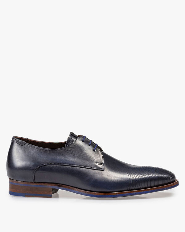 Dunkelblauer Leder-Schn&uuml;rschuh