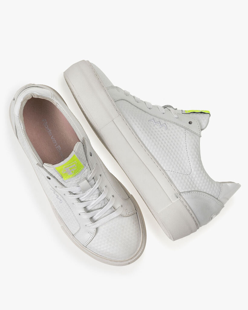 Sneaker mit Print Leder wei&szlig;