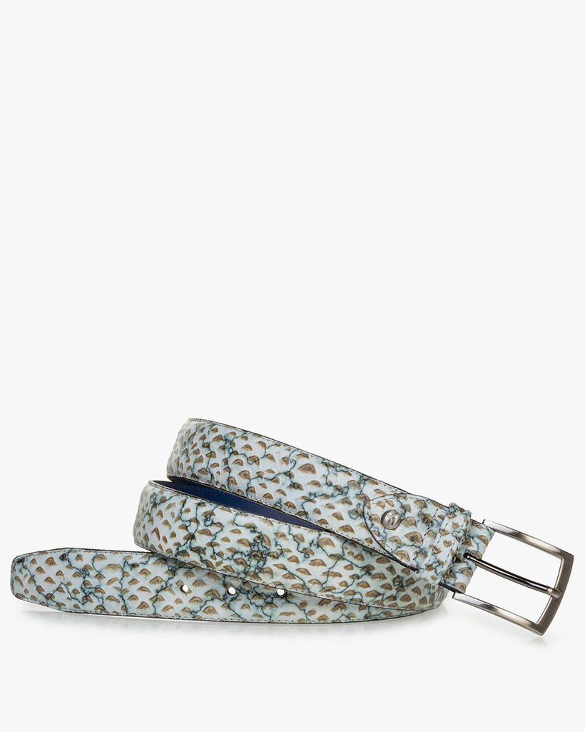 G&uuml;rtel Leder mit Print sandfarben