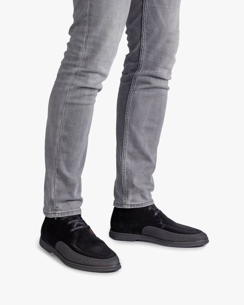 Halbhoher Wildleder Schn&uuml;rstiefel