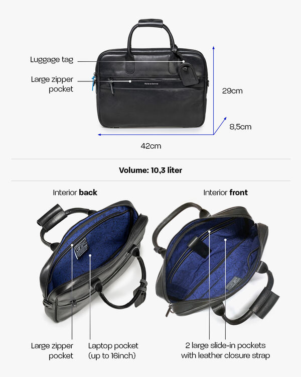 B&uuml;rotasche schmal Leder schwarz