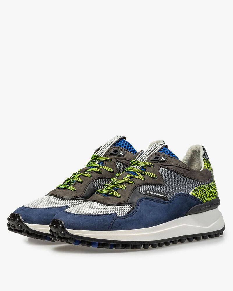 Blue nubuck leather sneaker
