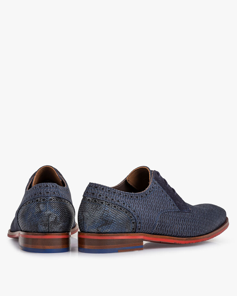 Lace shoe nubuck leather blue