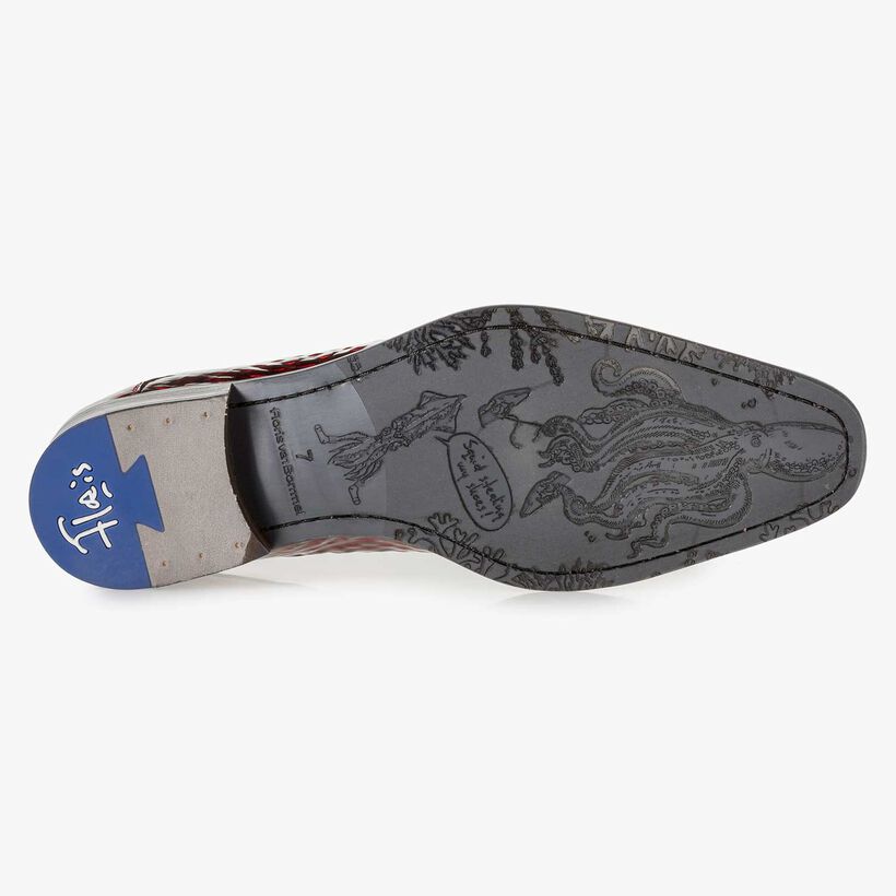 Roter Premium Lackleder-Schn&uuml;rschuh mit Print