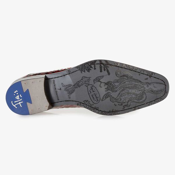 Roter Premium Lackleder-Schn&uuml;rschuh mit Print