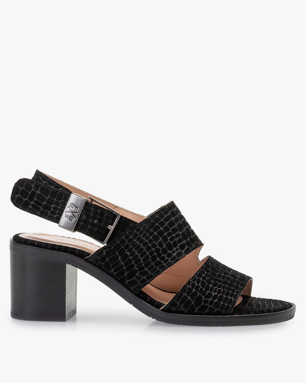 Sandale Wildleder-Print schwarz