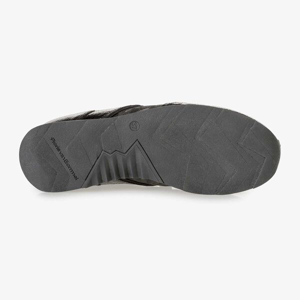 Dunkelgrauer Leder-Sneaker mit Metallic-Print