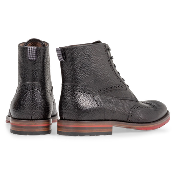 Leder Schn&uuml;rstiefel-Brogue schwarz