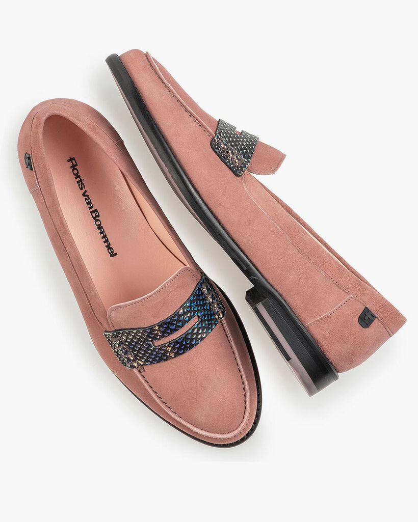 Pink suede leather loafer