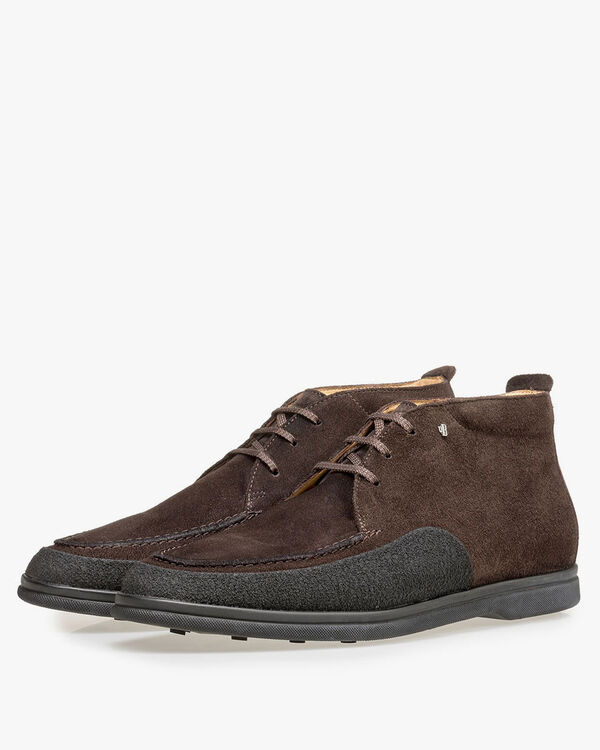 Halbhoher Wildleder Schn&uuml;rstiefel