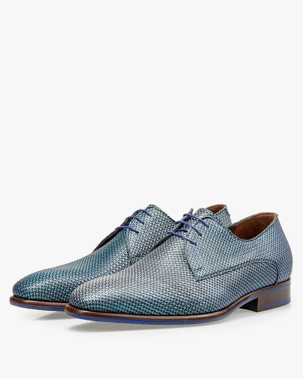 Schn&uuml;rschuh blau metallic