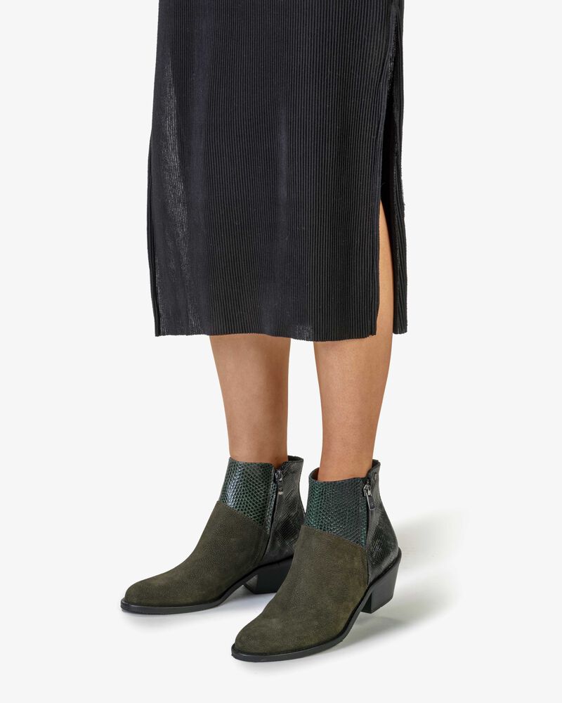 Stiefelette Wildleder-Print gr&uuml;n