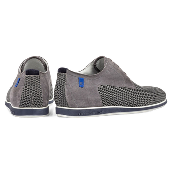 Lace shoe printed suede leather grey