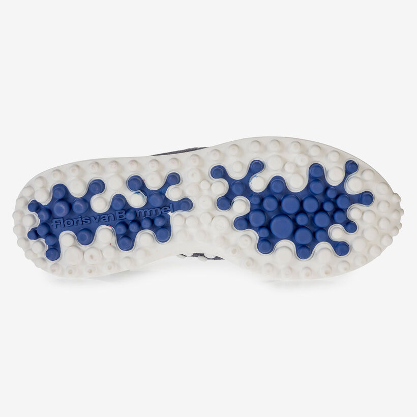 Blue suede leather sneaker with print