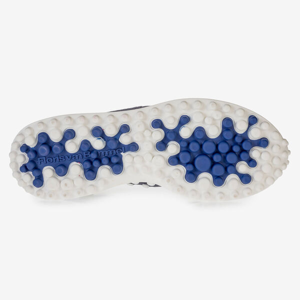 Blue suede leather sneaker with print