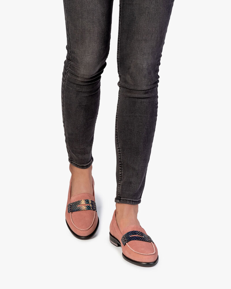 Pink suede leather loafer