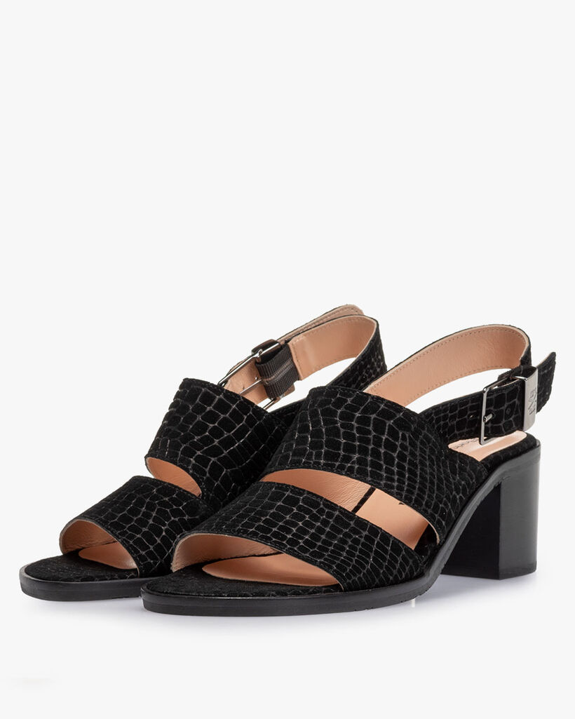 Sandale Wildleder-Print schwarz