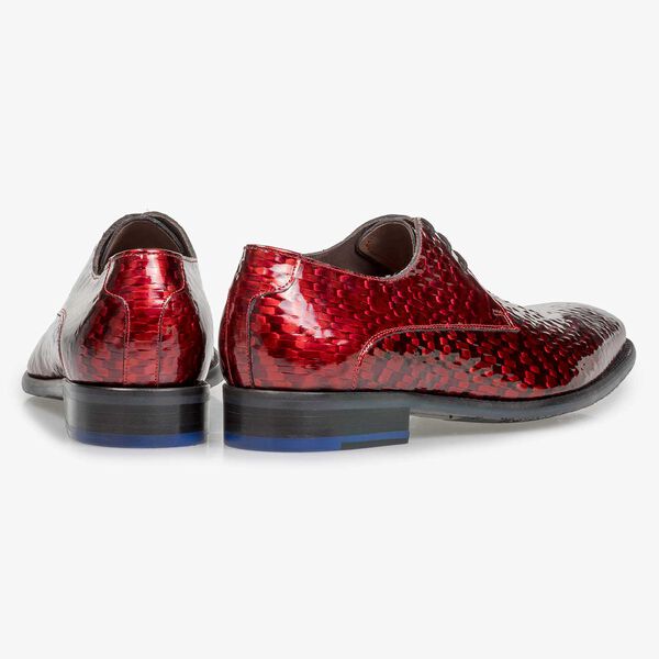 Roter Premium Lackleder-Schn&uuml;rschuh mit Print